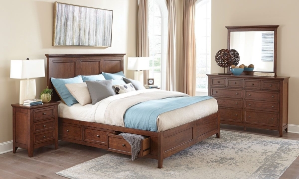 Picture of San Mateo Cherry Arts & Crafts Queen Storage Bedroom Set