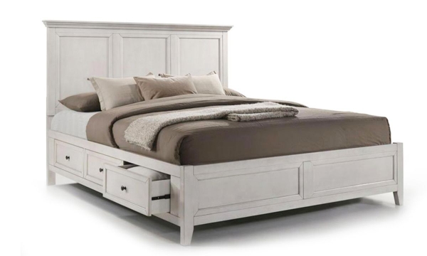 Picture of San Mateo White Arts & Crafts Queen Storage Bed