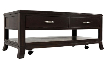 Picture of Downtown Dark Merlot Storage Cocktail Table with Casters
