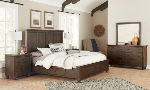 Picture of Hudson Chestnut King Panel Storage Bed