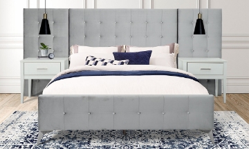 Picture of Emma Silver Gray King Bed with 2 Nightstands