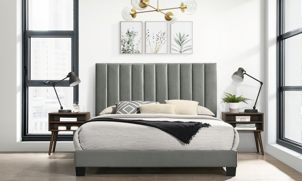 Picture of Coyote Carroll Gray King Bed with 2 Nightstands