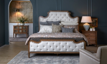 Picture of Simplicity Maple Brown King Upholstered Bed