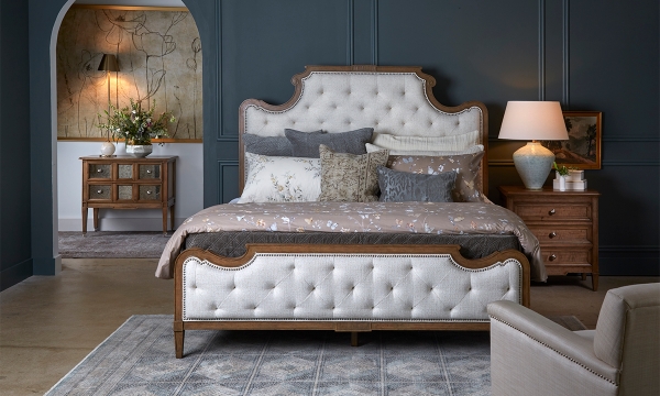 Picture of Simplicity Maple Brown King Upholstered Bed