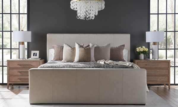 Picture of Westmont Frost Leather King Panel Bed