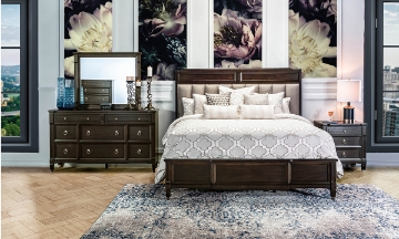 Picture of Kensington Walnut Upholstered Queen Panel Bedroom Set