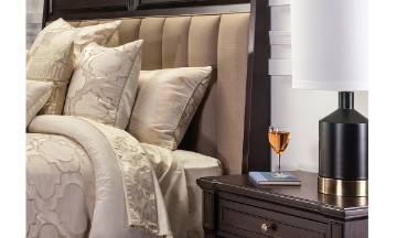 Picture of Kensington Walnut Upholstered Queen Panel Bed