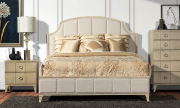 Picture of Verona Taupe Upholstered Queen Panel Bed