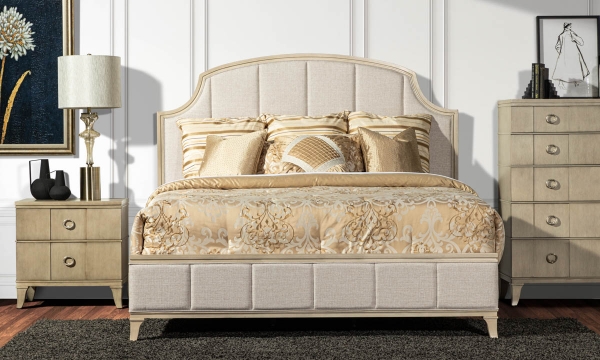 Picture of Verona Taupe Upholstered Queen Panel Bed