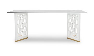 Picture of Rachael Ray Chelsea White Glass Top Dining Table