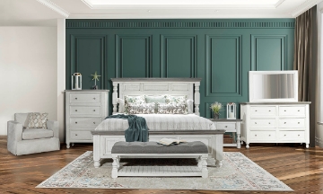 Picture of Sage White King Panel Bedroom Set