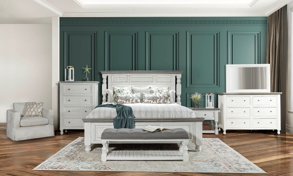 Picture of Sage White King Panel Bedroom Set