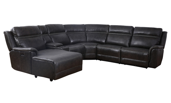 Picture of Balla Graphite Leather 6-Piece Power Left Chaise Sectional